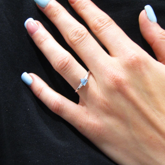 Bague Femme Argent 925 avec Pierre Bleue Cœur – Cadeau Romantique et Élégant