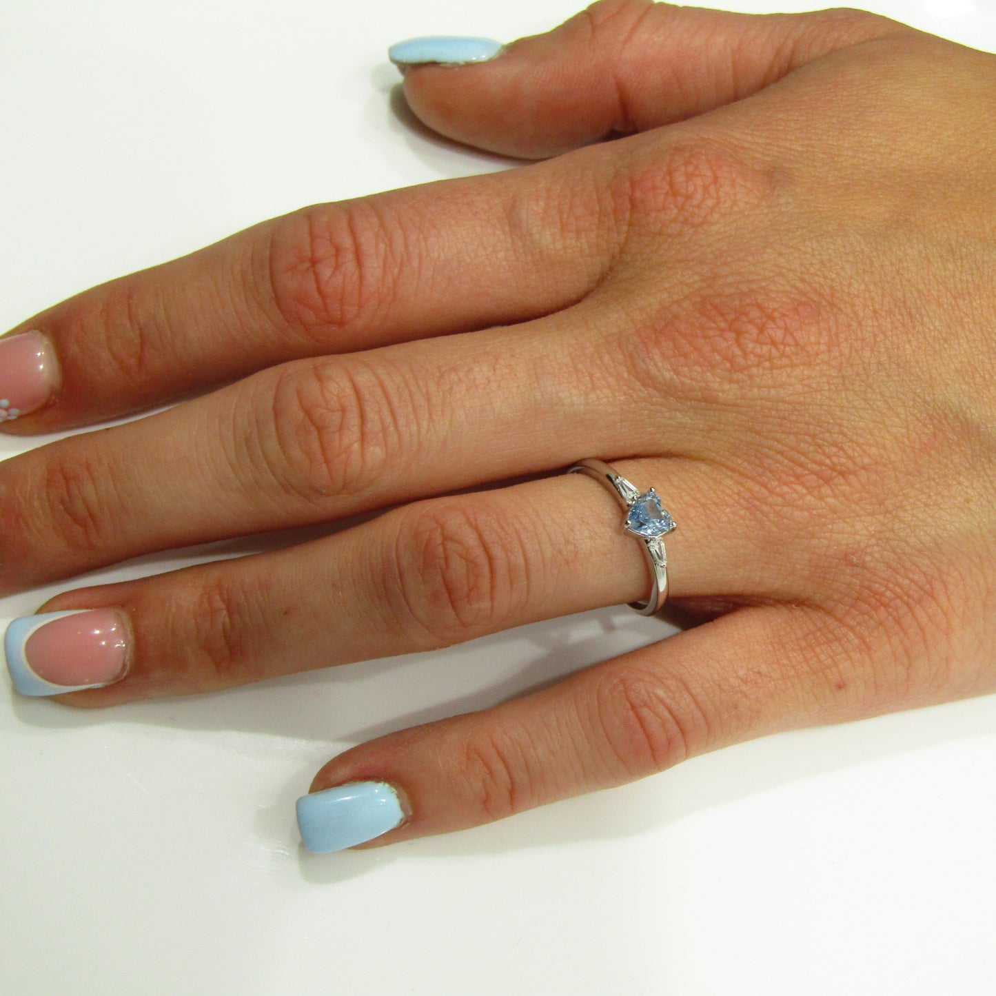 Bague Femme Argent 925 avec Pierre Bleue Cœur – Cadeau Romantique et Élégant