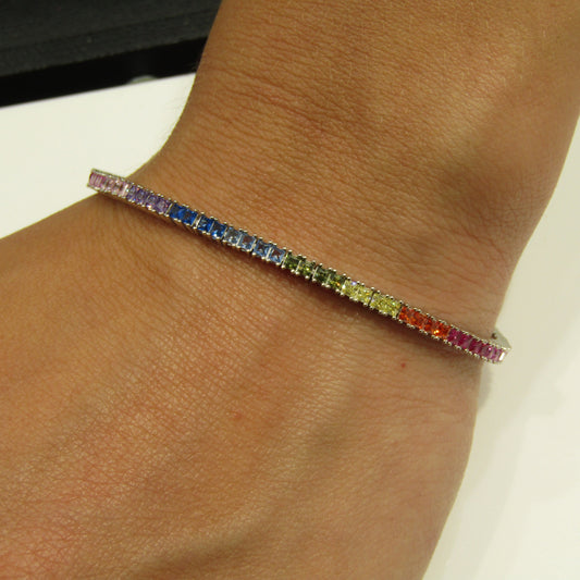 Bracelet Tennis Multicolore en Argent 925 – Explosion de Couleurs et d'Élégance