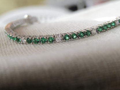 Bracelet tennis en argent 925 rhodié – Zirconiums rouges et blancs scintillants