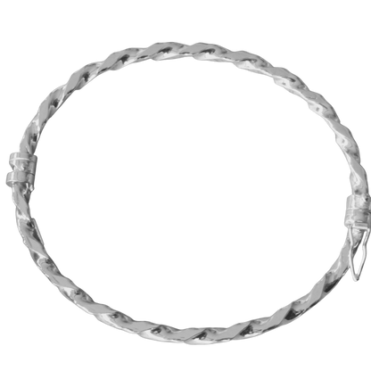 Bracelet torsadé martelé en argent 925 rhodié – Design sculpté et éclat contemporain
