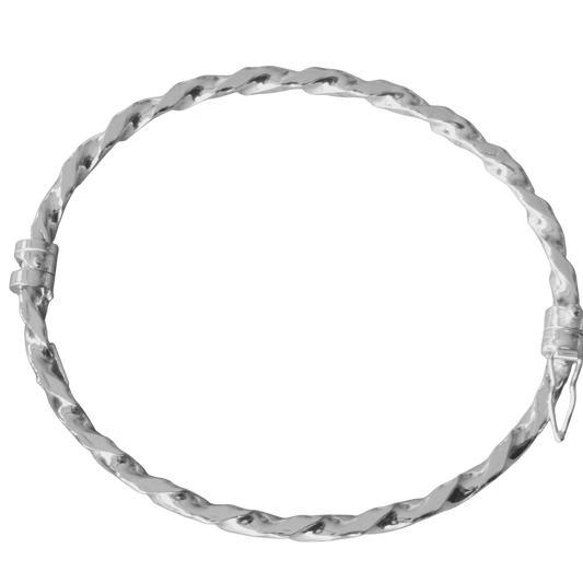 Bracelet torsadé martelé en argent 925 rhodié – Design sculpté et éclat contemporain