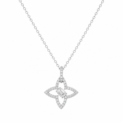 Collier Fleur Étoilée en Argent 925 Rhodié & Zirconiums – Femme