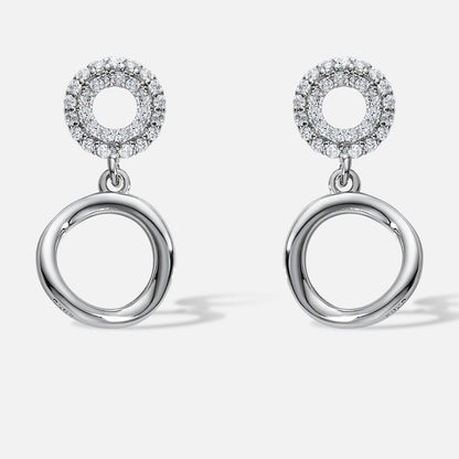Boucles d’Oreilles Femme Argent 925 Cercles Entrelacés et Zircons – Élégance Moderne et Intemporelle