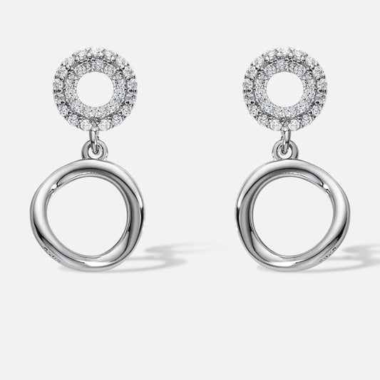 Boucles d’Oreilles Femme Argent 925 Cercles Entrelacés et Zircons – Élégance Moderne et Intemporelle