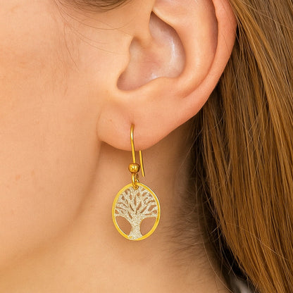 Boucles d’Oreilles Arbre de Vie Plaqué Or – Argent 925 – Bijou Lumineux et Symbolique