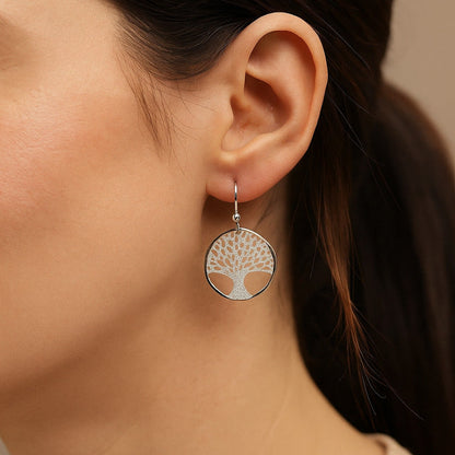 Boucles d’Oreilles Arbre de Vie en Argent 925 – Grand Modèle Scintillant – Bijou Élégant et Symbolique