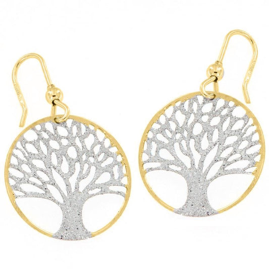 Boucles d’Oreilles Arbre de Vie Plaqué Or – Grand Modèle Argent Scintillant – Élégance & Symbolique