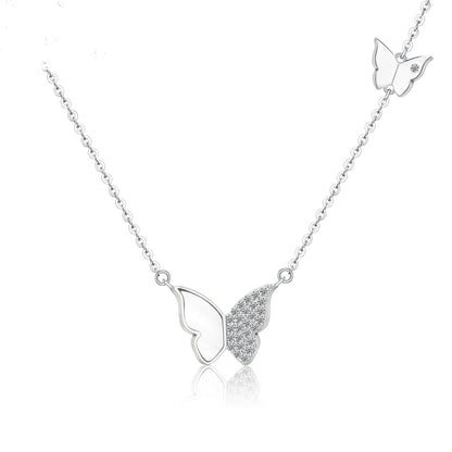 Collier papillon double en argent 925 rhodié – Éclat délicat et raffinement aérien