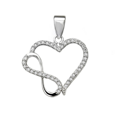 Pendentif Cœur & Infini en Argent 925 Rhodié et Zircons – Amour Éternel