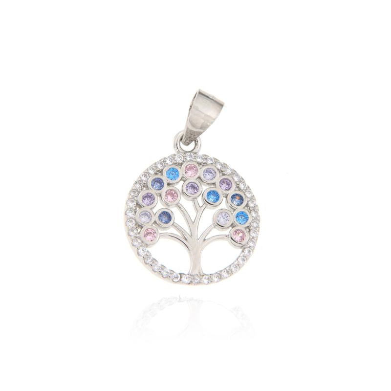 Pendentif Arbre de Vie Multicolore en Argent 925 Rhodié – Symbolique & Éclat