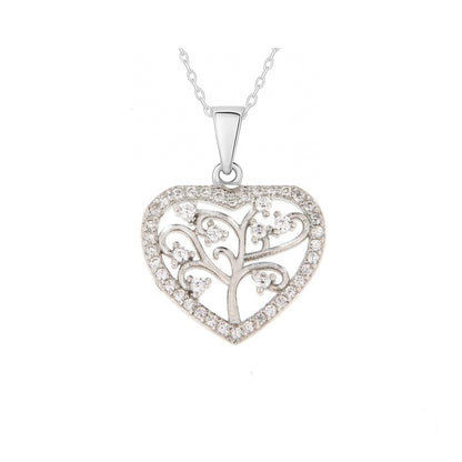 Pendentif Arbre de Vie Cœur en Argent 925 Rhodié – Amour, Protection & Éclat