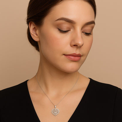 Pendentif Arbre de Vie Cœur en Argent 925 Rhodié – Amour, Protection & Éclat