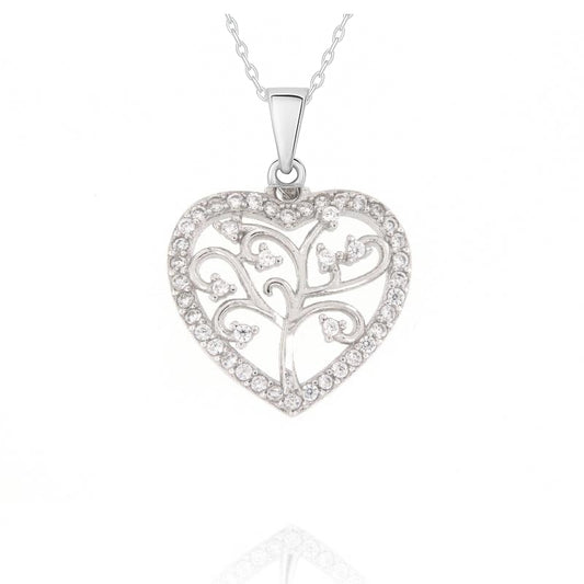 Pendentif Cœur Arbre de Vie en Argent 925 Rhodié – Amour, Protection & Éclat Éternel