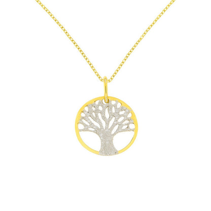 Pendentif Arbre de Vie en Argent 925 Doré – Finition Givrée & Symbolique Lumière