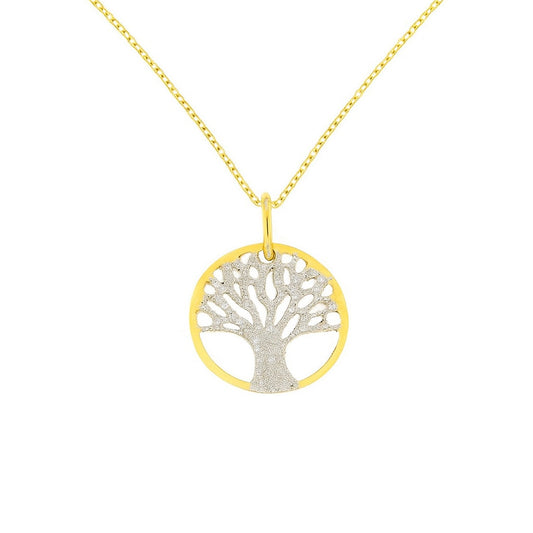 Pendentif Arbre de Vie en Argent 925 Doré – Finition Givrée & Symbolique Lumière