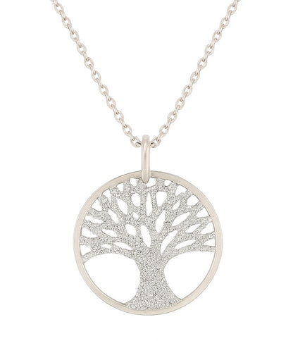 Pendentif Arbre de Vie en Argent 925 Rhodié – Finition Givrée Brillante & Harmonie