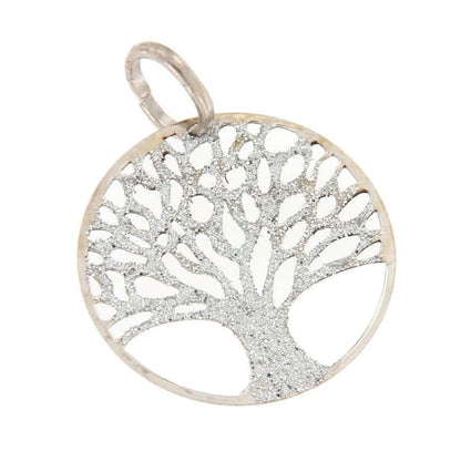 Pendentif Arbre de Vie en Argent 925 Rhodié – Finition Givrée Brillante & Harmonie