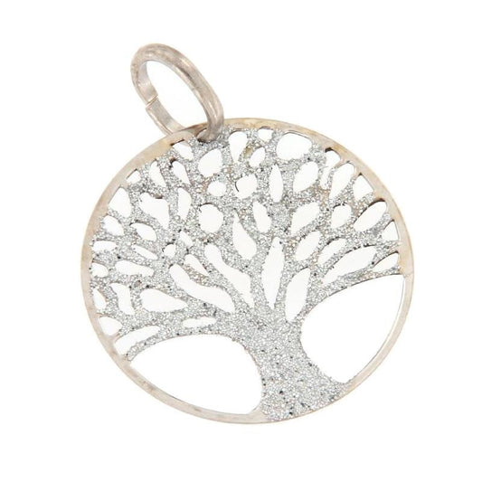 Pendentif Arbre de Vie en Argent 925 Rhodié – Finition Givrée Brillante & Harmonie