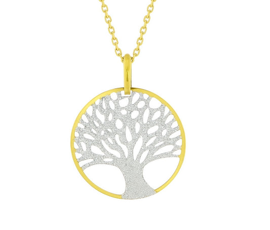 Pendentif Arbre de Vie en Argent 925 Doré – Finition Givrée & Énergie Positive