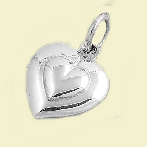 Pendentif cœur bombé en argent 925 rhodié – Douceur brillante et design intemporel