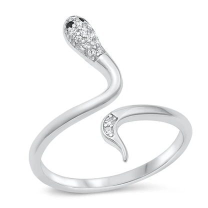 Bague serpent en argent 925 rhodié – Élégance audacieuse et éclat zirconium