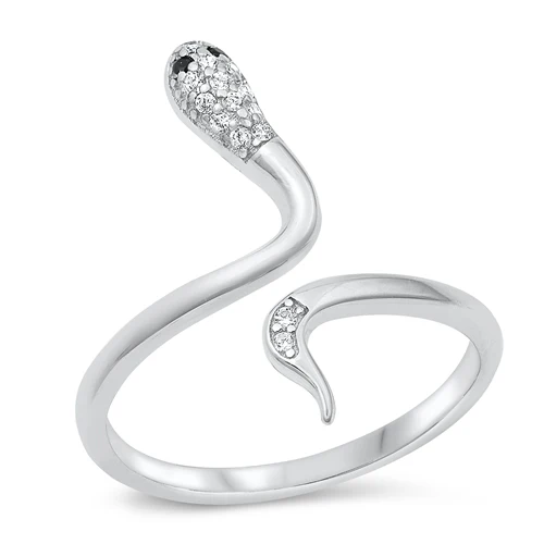 Bague serpent en argent 925 rhodié – Élégance audacieuse et éclat zirconium