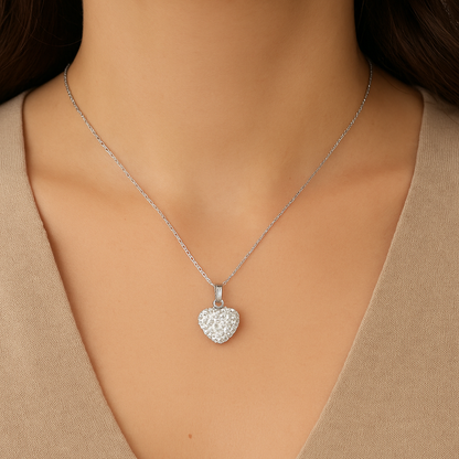 Pendentif Cœur Cristal Blanc en Argent 925 Rhodié – Bijou Éclatant et Élégant