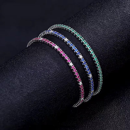 Bracelet tennis en argent 925 rhodié – Zirconiums rouges et blancs scintillants