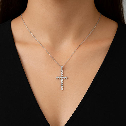 Pendentif Croix Perlé en Argent 925 – Style Unique & Détails Délicats